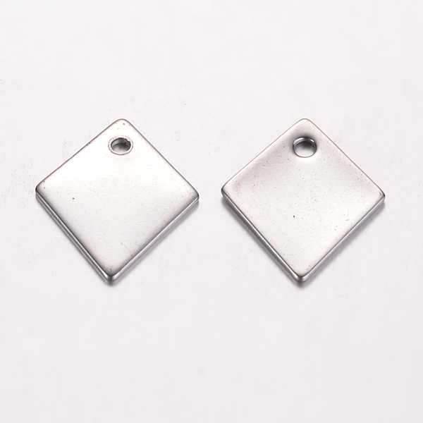 

PandaHall 201 Stainless Steel Pendants, Rhombus, Tag Pendants, Stainless Steel Color, 17x14x1mm, Hole: 1.5mm 201 Stainless Steel Rhombus