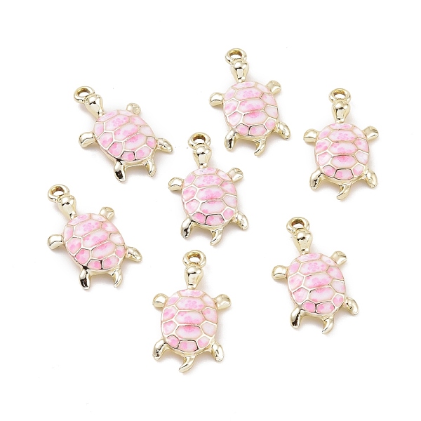 

PandaHall Alloy Enamel Pendants, Light Gold, Tortoise, Pearl Pink, 24~24.5x13.5x5mm, Hole: 1.8mm Alloy+Enamel Tortoise