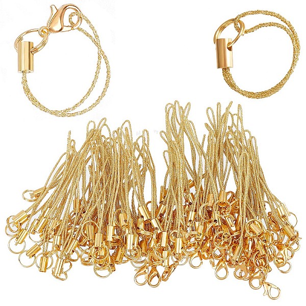 

PandaHall GORGECRAFT 100PCS 2 Styles Mobile Phone Keychain Straps Tone Split Ring Cord Cellphone Charms Pendant Polyester Lanyard String...