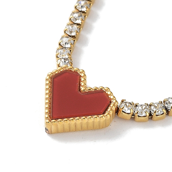 

PandaHall Red Acrylic Heart Pendant Necklace, with Vacuum Plating 304 Stainless Steel Rhinestone Cup Chains, Golden, 16.85 inch(42.8cm)...