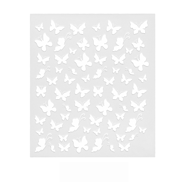 

PandaHall 3D Self-Adhesive Nail Sticker Decals, Self Adhesive, Nails Tips DIY Toenails Nail Tattoos, White, Butterfly Pattern, 90x77mm Paper...
