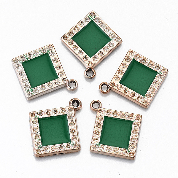 

PandaHall UV Plating Acrylic Pendant Rhinestone Settings, with Enamel, Rhombus, Light Gold, Green, Fit for 2mm Rhinestone , 32.5x28x3mm...