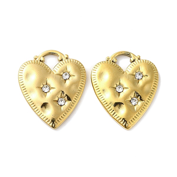 

PandaHall 201 Stainless Steel Rhinestone Pendants, Heart Charms, Real 18K Gold Plated, 20x17x2.5mm, Hole: 3.8x3.5mm Stainless...