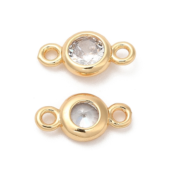 

PandaHall Brass Connector Charms, with Clear Glass, Flat Round, Real 18K Gold Plated, 5.5x10.5x2.2mm, Hole: 1.2mm Brass+Glass Flat Round...