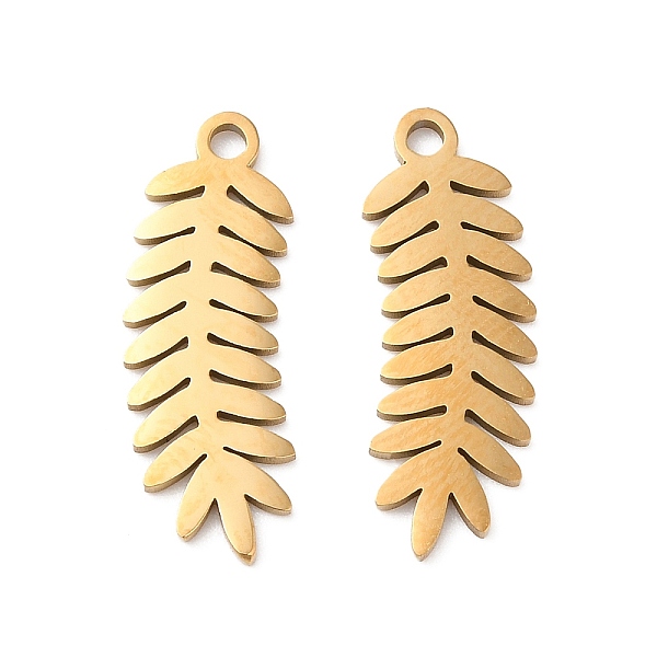 

PandaHall 201 Stainless Steel Pendants, Laser Cut, Leafy Branch Charms, Golden, 21x7.5x1mm, Hole: 1.5mm 201 Stainless Steel Leaf