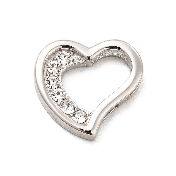 

PandaHall 304 Stainless Steel Pendants, with Crystal Rhinestone, Heart Charms, Stainless Steel Color, 22.5x24x4.5mm, Hole: 4.5x10.5mm..., Clear