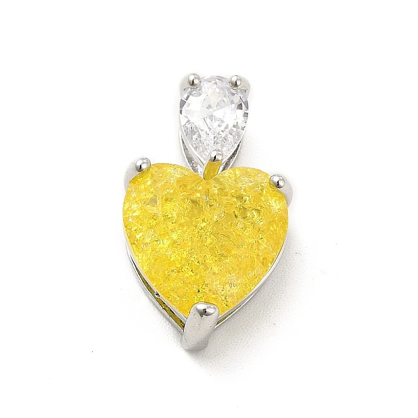 

PandaHall Glass Pendants, with Real Platinum Plated Brass Findings, Heart, Yellow, 20x12.5x7.5mm, Hole: 5.5x2.5mm Brass+Glass Heart Yellow