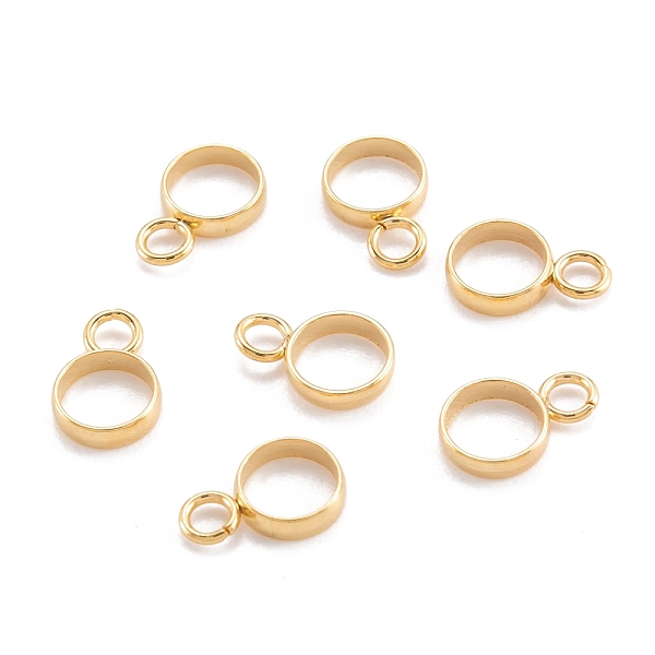 

PandaHall 304 Stainless Steel Tube Bails, Loop Bails, Ring Shape with Loop, Real 18k Gold Plated, 8x5.5x1.5mm, Hole: 1.8mm 304 Stainless...