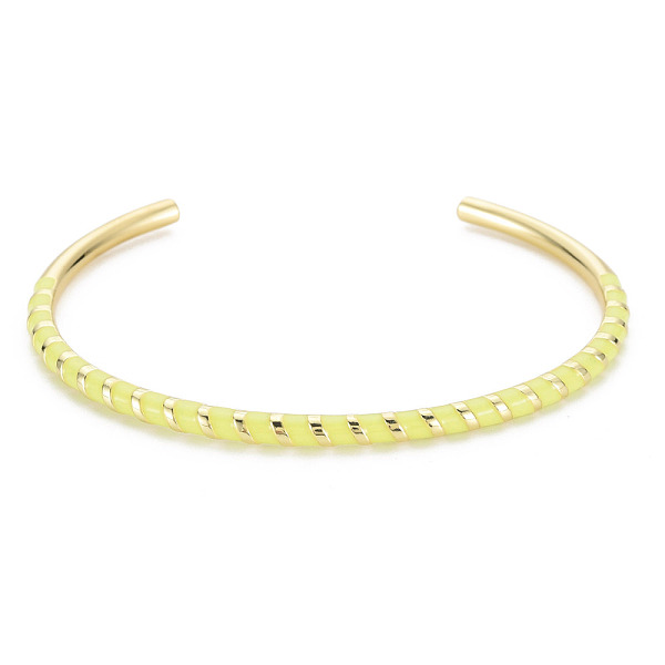 

PandaHall Twisted Brass Enamel Cuff Bangle, Real 18K Gold Plated Open Bangle for Women, Nickel Free, Champagne Yellow, Inner Diameter: 2-3/8...