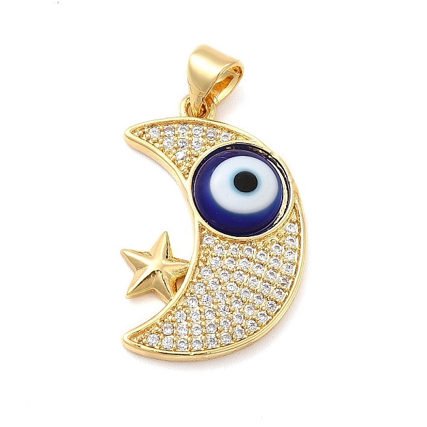 

PandaHall Rack Plating Brass Micro Pave Clear Cubic Zirconia Pendants, with Handmade Evil Eye Lampwork, Cadmium Free & Lead Free..., Blue