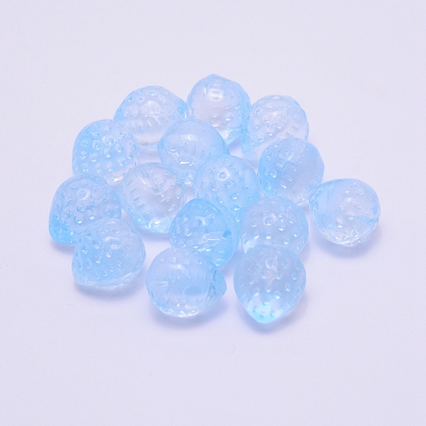 

PandaHall Handmade Lampwork Beads, Half-hole, Strawberry, Light Sky Blue, 15x13mm, Hole: 1mm, Half-hole Lampwork Others