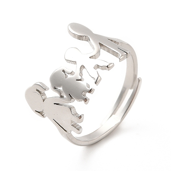 

PandaHall 201 Stainless Steel Family Adjustable Ring for Women, Stainless Steel Color, US Size 5 1/4(15.9mm) 201 Stainless Steel