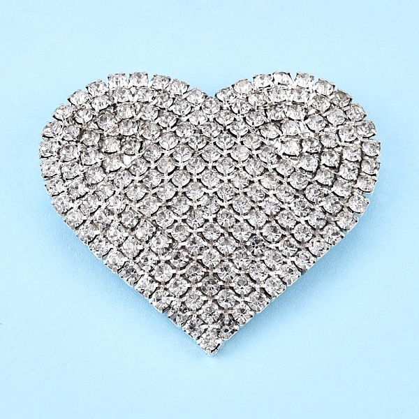 

PandaHall Crystal Rhinestone Heart Lapel Pin, Creative Brass Badge for Backpack Clothes, Silver, 43.5x48.5x9mm, Pin: 0.6mm Brass Clear