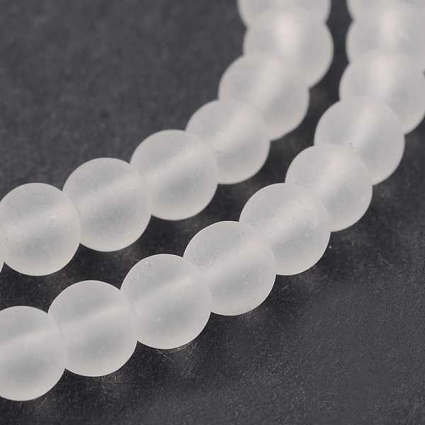 

PandaHall Frosted Glass Round Bead Strands, WhiteSmoke, 4mm, Hole: 1mm, about 80pcs/strand, 12.5 inch Glass Round White