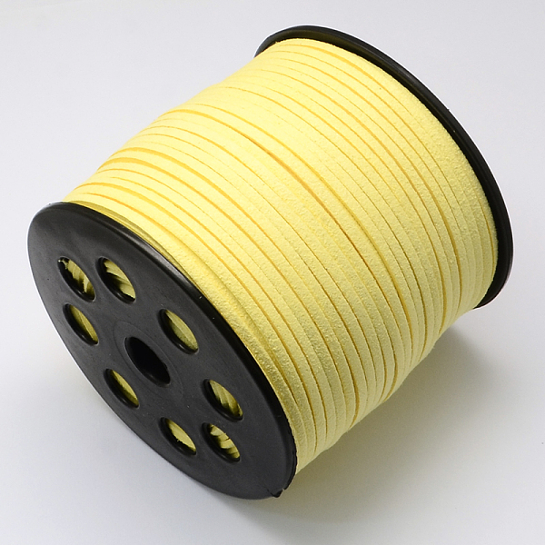 

PandaHall Faux Suede Cord, Faux Suede Lace, Champagne Yellow, 2.7x1.4mm, about 98.42 yards(90m)/roll Faux Suede Yellow