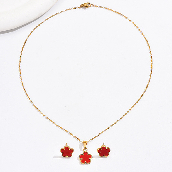 

PandaHall Acrylic Flower Jewelry Set, Real 18K Gold Plated Stainless Steel Stud Earring & Pendant Necklace, Red, 17.32inch(44cm), 13x13mm...