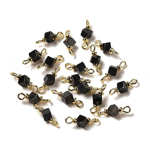 

PandaHall Natural Black Agate Connector Charms, Cube Links with Real 18K Gold Plated Brass Double Loops, 16x5.5x6mm, Hole: 2mm Black Agate...