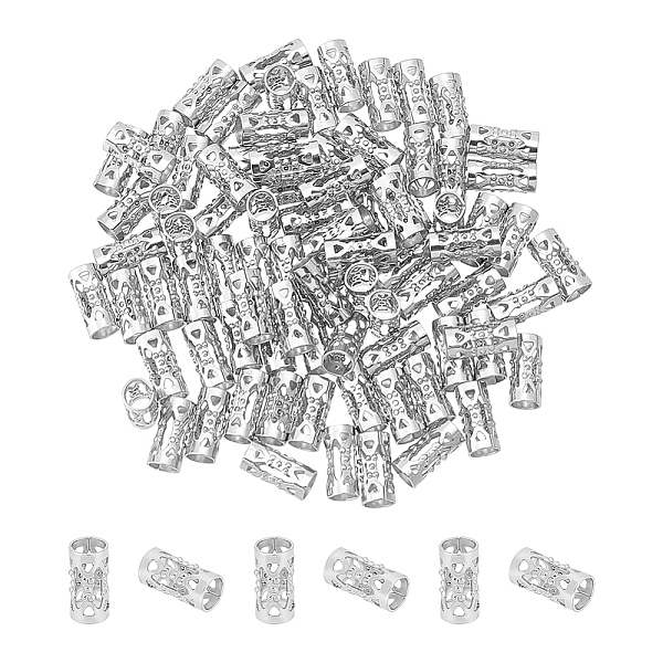 

PandaHall UNICRAFTALE 200Pcs Tube Beads 8mm Stainless Steel Tube Beads 4mm Diameter Hollow Pattern Spacer Beads 3mm Hole European Beads...