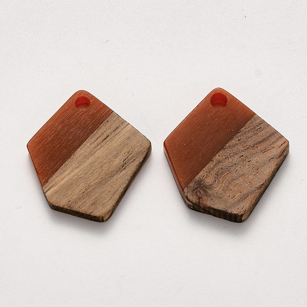 

PandaHall Resin & Walnut Wood Pendants, Waxed, Polygon, Brown, 20.5x18.5x3~4mm, Hole: 2mm Resin+Wood Polygon Brown