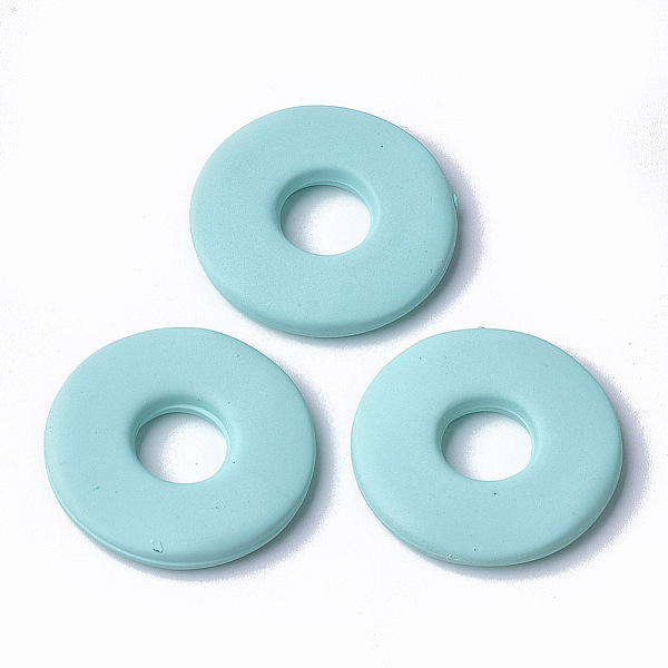 

PandaHall Acrylic Beads, Rubberized Style, Donut/Pi Disc, Pale Turquoise, 28x4mm, Inner Diameter: 9.5mm Acrylic Donut