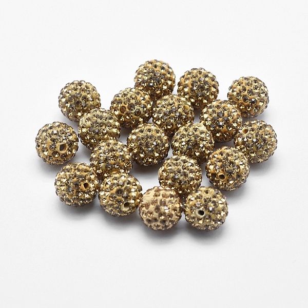 

PandaHall Handmade Polymer Clay Rhinestone Beads, Round, Lt.Col.Topaz, 10mm, Hole: 1.5mm Polymer Clay+Glass Rhinestone Round Yellow