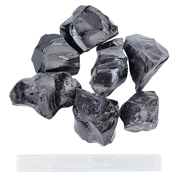 

PandaHall Olycraft Display Decoration Sets, include Cuboid Natural Selenite Cutting Sticks and Nuggets Natural Obsidian, 105x11x7~10mm Mixed...