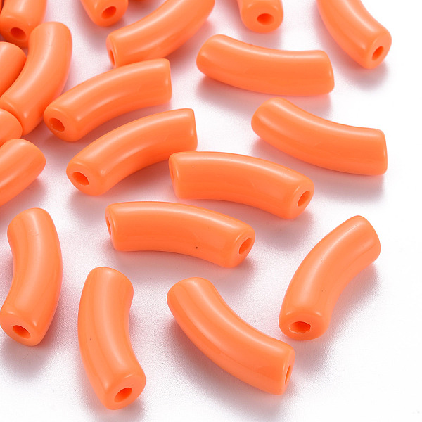 

PandaHall Opaque Acrylic Beads, Curved Tube, Coral, 36x13.5x11.5mm, Hole: 4mm Acrylic Tube Red