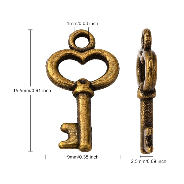 

PandaHall Gifts Ideas for Her Tibetan Style Alloy Charms, Cadmium Free & Nickel Free & Lead Free, Skeleton Key, Antique Bronze, 15.5x9x2.5mm...