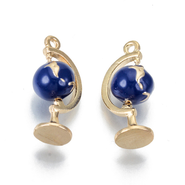 

PandaHall Light Gold Plated Alloy Enamel Pendants, Rotatable, Cadmium Free & Lead Free, 3D Tellurion, Dark Blue, 22x10.5x8.5mm, Hole: 1.5mm...