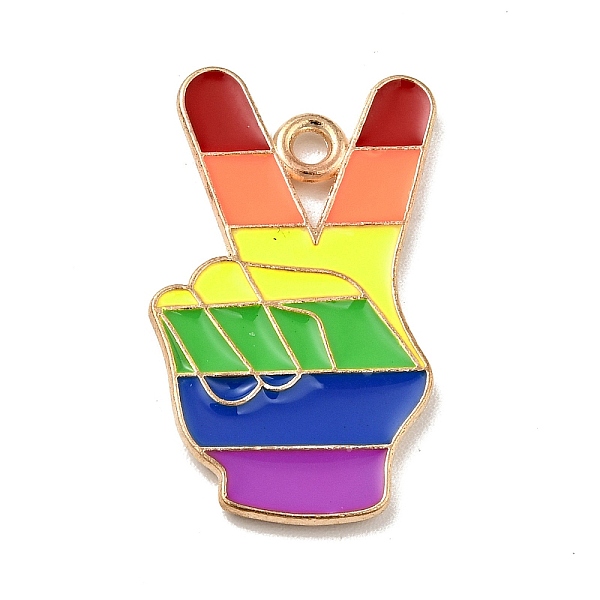 

PandaHall Pride Alloy Enamel Pendants, Yeah Gesture Charms, Light Gold, Colorful, 25.5x15x1.5mm, Hole: 1.6mm Alloy+Enamel Body