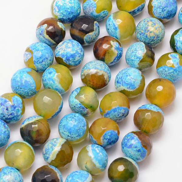 

PandaHall Natural Fire Crackle Agate Bead Strands, Round, Grade A, Faceted, Dyed & Heated, Cyan, 12mm, Hole: 1mm, about 32pcs/strand, 15...