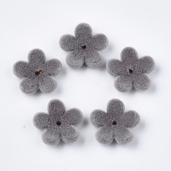 

PandaHall Flocky Acrylic Bead Caps, 5-Petal, Flower, Light Grey, 17x18x5mm, Hole: 1mm Acrylic Gray