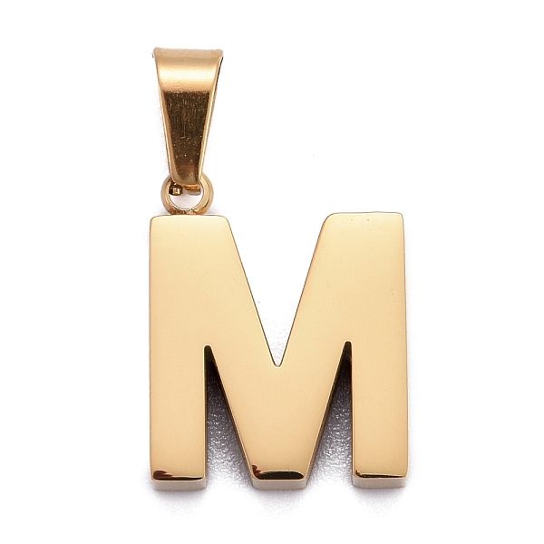 

PandaHall Ion Plating(IP) 304 Stainless Steel Letter Pendants, Manual Polishing, Alphabet, Golden, Letter.M, 18.5x14.3x3.5mm, Hole: 7x3.5mm...