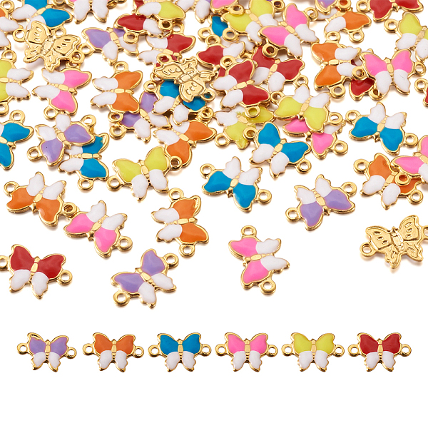 

PandaHall Cheriswelry 60Pcs 6 Colors 304 Stainless Steel Enamel Links Connectors, Two Tone, Real 16K Gold Plated, Butterfly, Mixed Color..., Multicolor