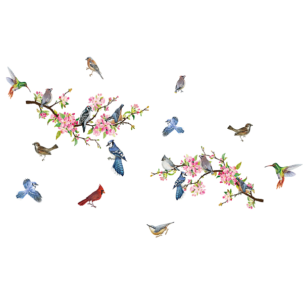 

PandaHall PVC Wall Stickers, Rectangle, for Home Living Room Bedroom Decoration, Bird Pattern, 290x900mm Plastic Bird