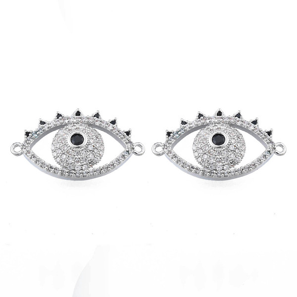 

PandaHall Brass Micro Pave Clear & Black Cubic Zirconia Connector Charms, Nickel Free, Eye, Platinum, 14.5x24.5x4.5mm, Hole: 1mm Brass+Cubic...