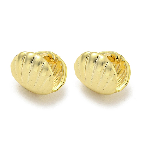 

PandaHall Brass Hoop Earrings, Real 18K Gold Plated, 9x11mm Brass Shell Shape