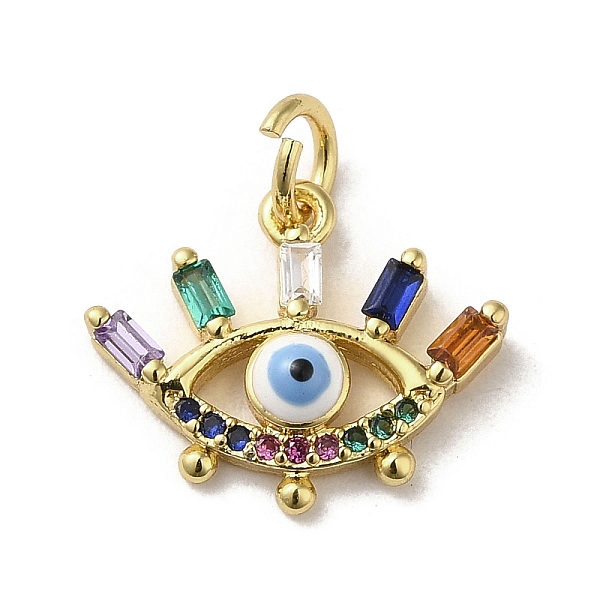

PandaHall Brass Micro Pave Cubic Zirconia Pendants, with Enamel and Glass, with Jump Ring, Real 18K Gold Plated, Evil Eye, Colorful...