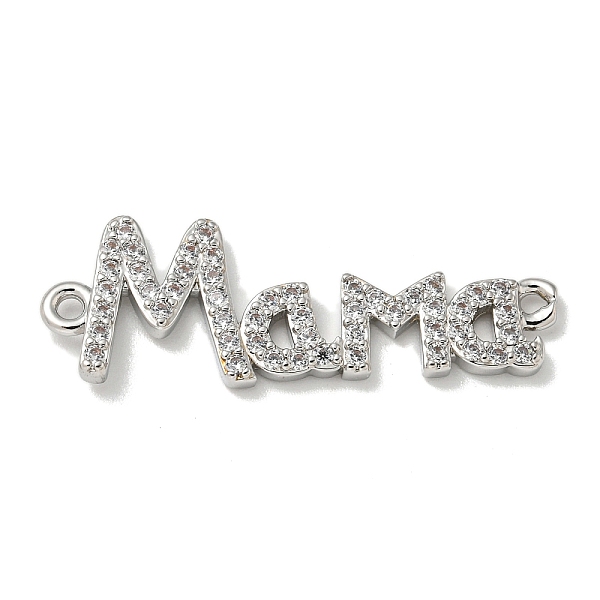 

PandaHall Mother's Day Brass Micro Pave Clear Cubic Zirconia Connector Charms, Word Ma Ma Links, Platinum, 11x33x2mm, Hole: 1.5mm...