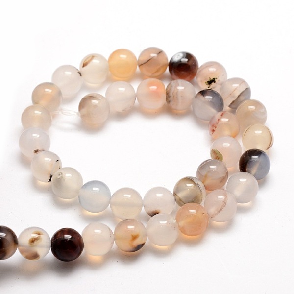

PandaHall Natural Agate Round Beads Strands, 10mm, Hole: 1mm, about 38pcs/strand, 14.5 inch Natural Agate Round