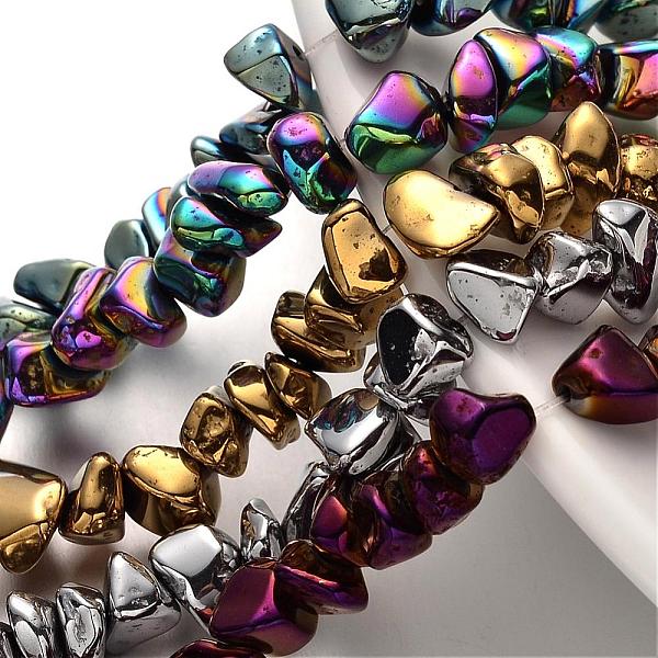 

PandaHall Electroplate Non-magnetic Synthetic Hematite Beads Strands, Chip, Mixed Color, 4~12mm, Hole: 1mm, about 69pcs/strand, 15.7 inch...