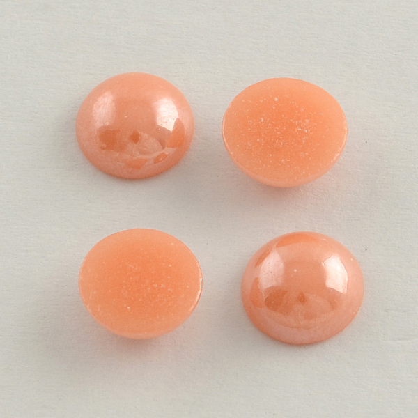 

PandaHall Pearlized Plated Opaque Glass Cabochons, Half Round/Dome, Orange Red, 4x2mm Glass Half Round Red