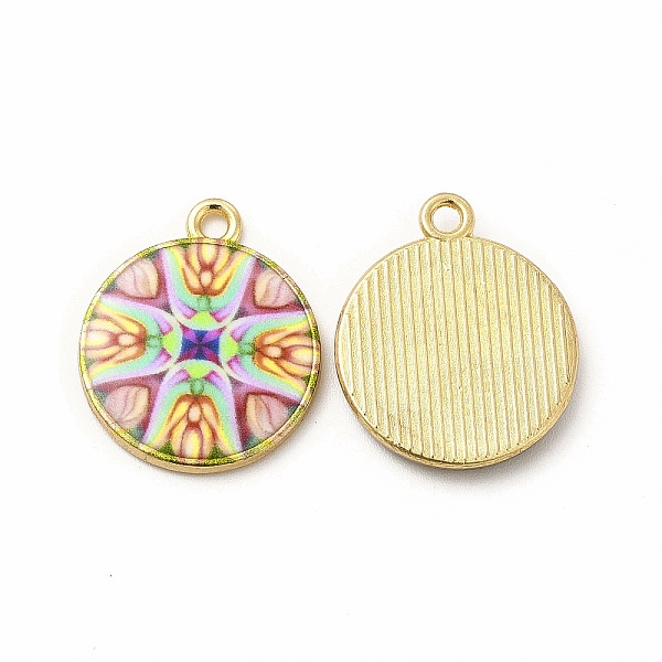 

PandaHall Alloy Printed Pendants, Cadmium Free & Nickel Free & Lead Free, Flat Round, Colorful, 21.5x18x3mm, Hole: 1.8mm Alloy Flat Round