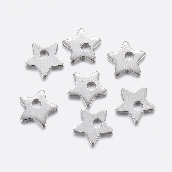 

PandaHall 304 Stainless Steel Charms, Star, Stainless Steel Color, 5.5x6x1mm, Hole: 1mm 304 Stainless Steel Star