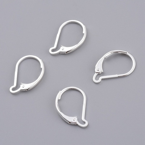 

PandaHall Brass Leverback Earring Findings, 925 Sterling Silver Plated, 15.5x10x1.5mm, Pin: 0.7mm Brass