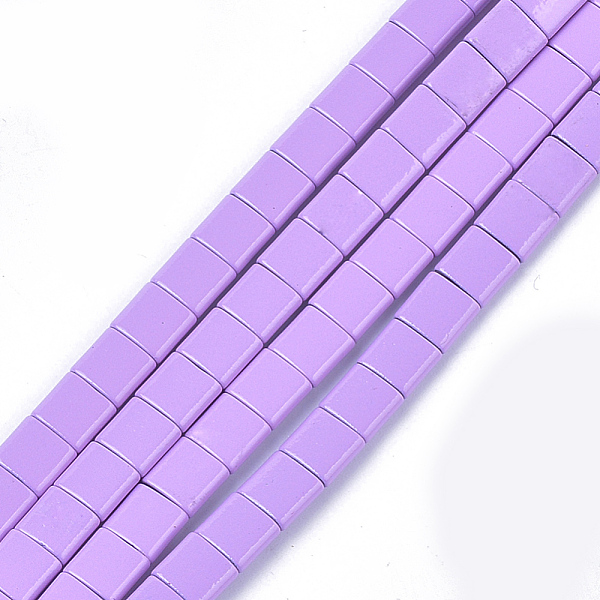 

PandaHall Spray Painted Non-magnetic Synthetic Hematite Multi-Strand Links, For Tile Elastic Bracelets Making, Square, Violet, 5x5x2mm, Hole..., Purple