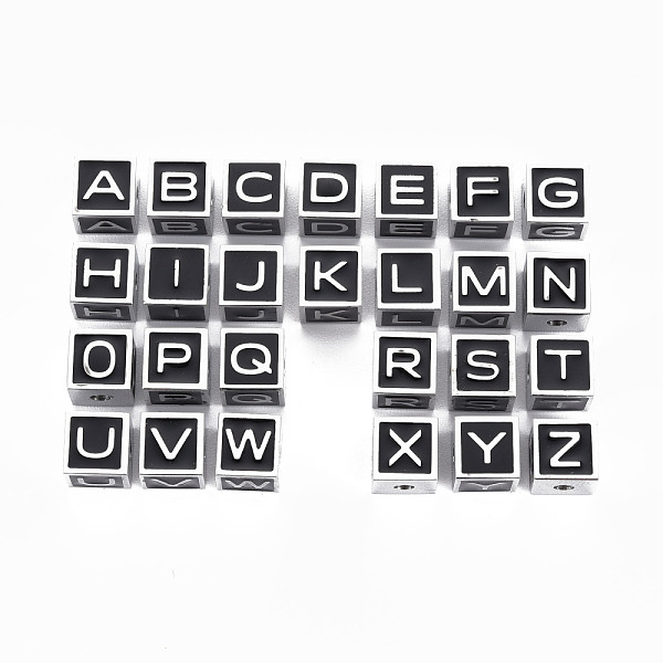 

PandaHall 304 Stainless Steel Beads, with Enamel, Pink, Cube with Letter, Stainless Steel Color, Letter A~Z, 7x7x7mm, Hole: 2mm 304..., Black