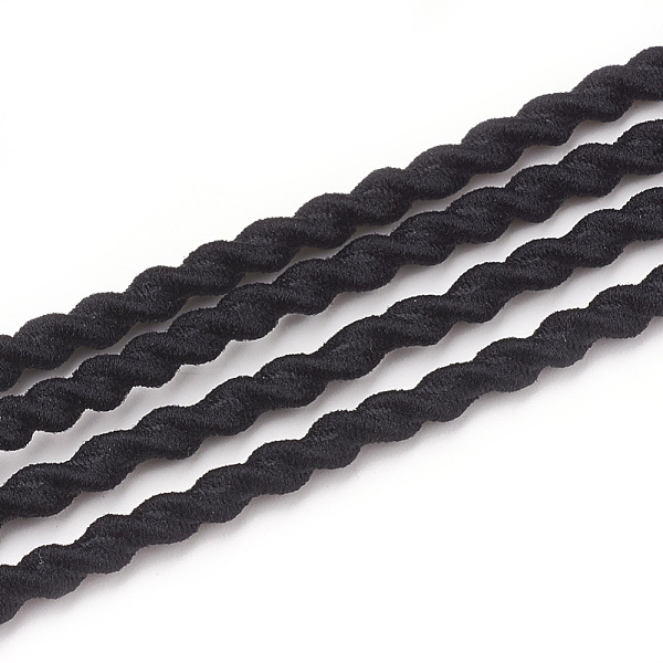PandaHall Elastic Cord, 2-Ply, with Nylon Outside and Rubber Inside, Black, 3mm, about 100yard/bundle(300 feet/bundle) Elastic Fibre Black