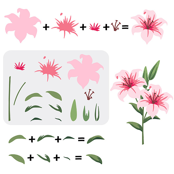 

PandaHall MAYJOYDIY Layered Flower Stencils Lily Flower Drawing Painting Stencils Resuable 29.7×21cm Spring Botanical Art Stencils on Wood...