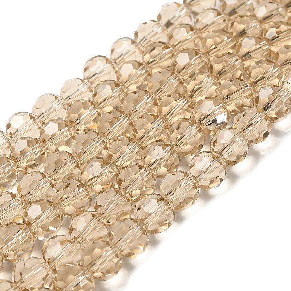 

PandaHall Transparent Glass Beads, Faceted(32 Facets), Round, BurlyWood, 10mm, Hole: 1.8mm, about 66~68pcs/strand, 24.02~24.13 inch..., Orange